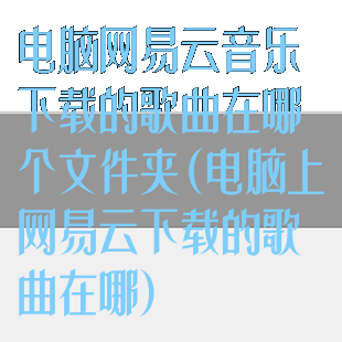 电脑网易云音乐下载的歌曲在哪个文件夹(电脑上网易云下载的歌曲在哪)