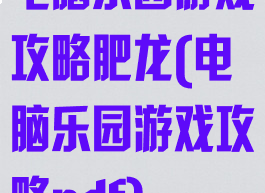 电脑乐园游戏攻略肥龙(电脑乐园游戏攻略pdf)