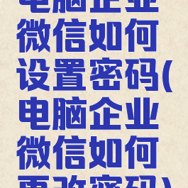 电脑企业微信如何设置密码(电脑企业微信如何更改密码)