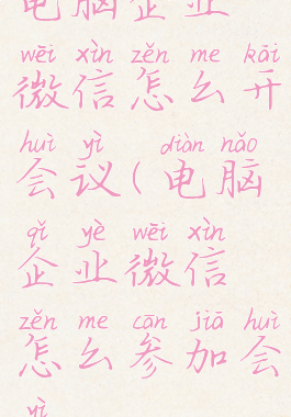 电脑企业微信怎么开会议(电脑企业微信怎么参加会议)
