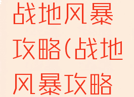 电脑单机战地风暴攻略(战地风暴攻略秘籍)