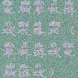 电脑单机游戏攻略网(单机游戏电脑游戏)