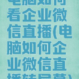 电脑如何看企业微信直播(电脑如何企业微信直播转屏幕)