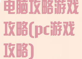 电脑攻略游戏攻略(pc游戏攻略)