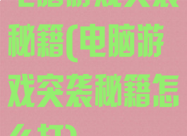 电脑游戏突袭秘籍(电脑游戏突袭秘籍怎么打)
