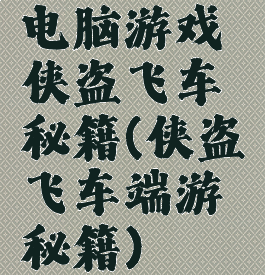 电脑游戏侠盗飞车秘籍(侠盗飞车端游秘籍)