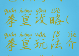 电脑游戏拳皇攻略(拳皇玩法介绍电脑版)