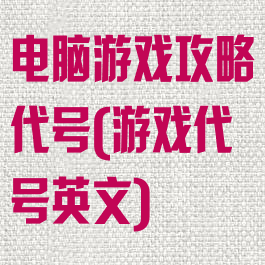 电脑游戏攻略代号(游戏代号英文)