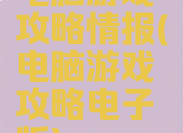 电脑游戏攻略情报(电脑游戏攻略电子版)