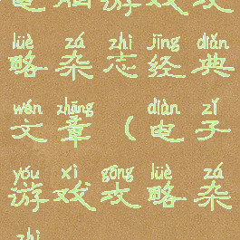 电脑游戏攻略杂志经典文章(电子游戏攻略杂志)