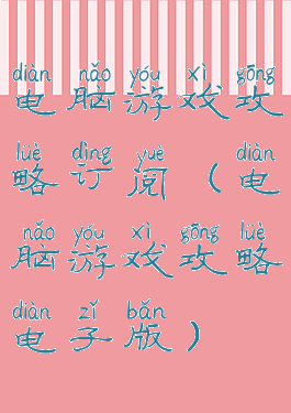 电脑游戏攻略订阅(电脑游戏攻略电子版)