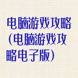 电脑游戏攻略(电脑游戏攻略电子版)