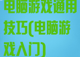 电脑游戏通用技巧(电脑游戏入门)