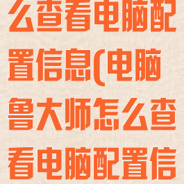 电脑鲁大师怎么查看电脑配置信息(电脑鲁大师怎么查看电脑配置信息啊)