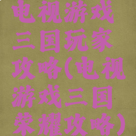 电视游戏三国玩家攻略(电视游戏三国荣耀攻略)