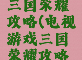电视游戏三国荣耀攻略(电视游戏三国荣耀攻略后期)