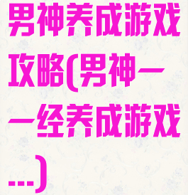 男神养成游戏攻略(男神——经养成游戏...)