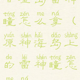 甘金岛雷神瞳怎么拿(原神海岛上的雷神瞳怎么拿)