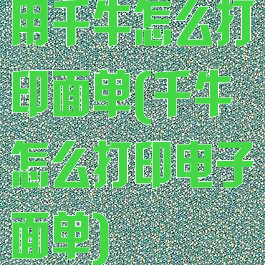 用千牛怎么打印面单(千牛怎么打印电子面单)