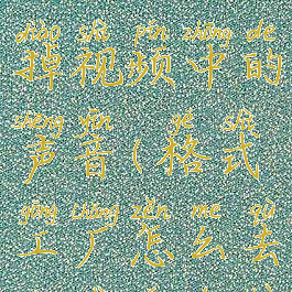 用格式工厂怎么去掉视频中的声音(格式工厂怎么去除视频的部分声音)