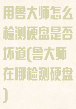 用鲁大师怎么检测硬盘是否坏道(鲁大师在哪检测硬盘)
