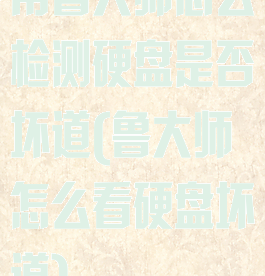 用鲁大师怎么检测硬盘是否坏道(鲁大师怎么看硬盘坏道)