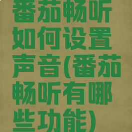 番茄畅听如何设置声音(番茄畅听有哪些功能)