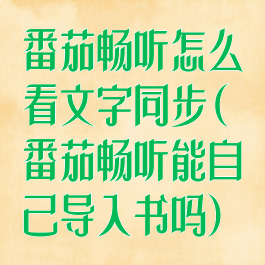 番茄畅听怎么看文字同步(番茄畅听能自己导入书吗)