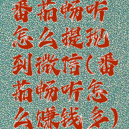 番茄畅听怎么提现到微信(番茄畅听怎么赚钱多)