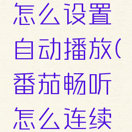 番茄畅听怎么设置自动播放(番茄畅听怎么连续播放)