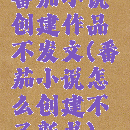 番茄小说创建作品不发文(番茄小说怎么创建不了新书)