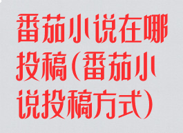 番茄小说在哪投稿(番茄小说投稿方式)