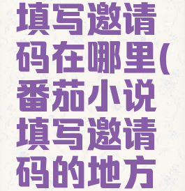 番茄小说填写邀请码在哪里(番茄小说填写邀请码的地方在哪里)