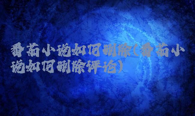 番茄小说如何删除(番茄小说如何删除评论)