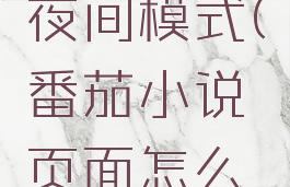 番茄小说如何设置夜间模式(番茄小说页面怎么设置夜间模式)
