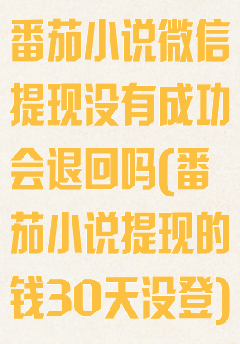 番茄小说微信提现没有成功会退回吗(番茄小说提现的钱30天没登)