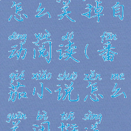 番茄小说怎么关掉自动阅读(番茄小说怎么关闭推送通知)