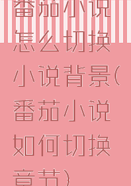 番茄小说怎么切换小说背景(番茄小说如何切换章节)