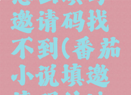 番茄小说怎么填写邀请码找不到(番茄小说填邀请码的地方)