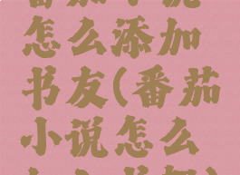 番茄小说怎么添加书友(番茄小说怎么加入书架)