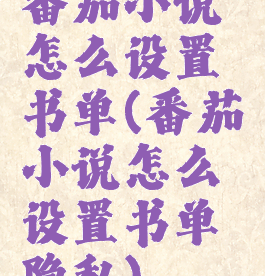 番茄小说怎么设置书单(番茄小说怎么设置书单隐私)