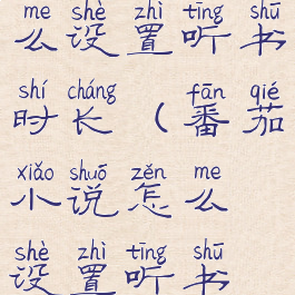 番茄小说怎么设置听书时长(番茄小说怎么设置听书声音)