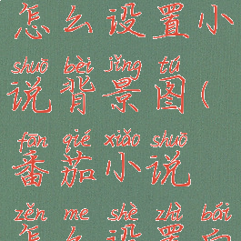 番茄小说怎么设置小说背景图(番茄小说怎么设置白底黑字)