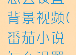 番茄小说怎么设置背景视频(番茄小说怎么设置背景颜色)