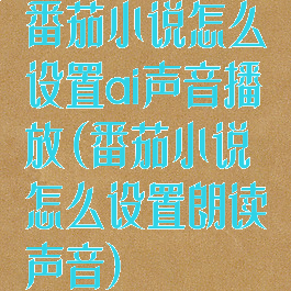 番茄小说怎么设置ai声音播放(番茄小说怎么设置朗读声音)