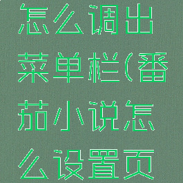 番茄小说怎么调出菜单栏(番茄小说怎么设置页数)