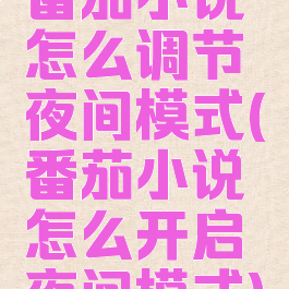 番茄小说怎么调节夜间模式(番茄小说怎么开启夜间模式)