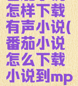 番茄小说怎样下载有声小说(番茄小说怎么下载小说到mp3)