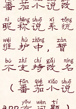 番茄小说改昵称说系统维护中,暂不支持改名(番茄小说app有问题)