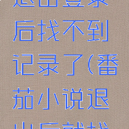 番茄小说退出登录后找不到记录了(番茄小说退出后就找不到了)